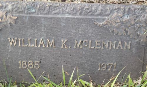 Photo of headstones/William K McLennan 1885-1971 hdstn Holden Cem Alberta